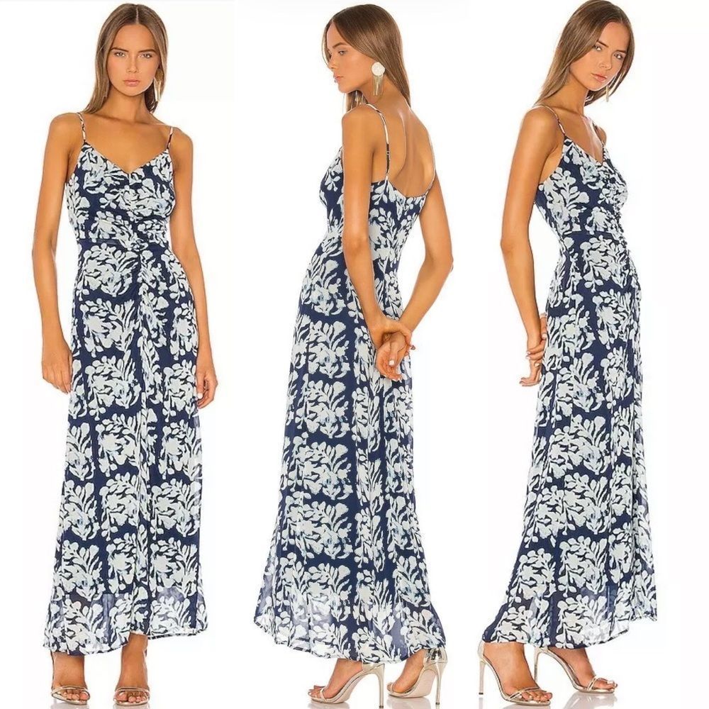NWT Bailey 44 Womens Fresco Blue Floral Batik Print Maxi Dress Size Medium